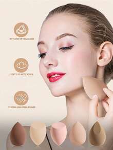 Bộ 15 miếng bông trang điểm cỡ lớn, màu ngẫu nhiên, dùng được cả khô và ướt, hình giọt nước, cắt vát, dụng cụ trang điểm, thích hợp cho ký túc xá, học sinh, sinh viên. - Nhiều màu - Xem 5