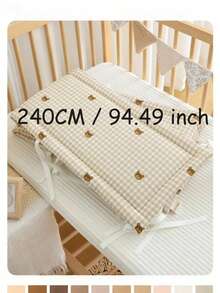 1件装 240厘米/140厘米/120厘米/65厘米 婴儿床围栏，格子熊图案，婴儿房装饰，保护宝宝头部和身体，防摔防撞，婴儿床护栏垫，婴儿床围栏和床围布套 - 格子熊 - 查看 16