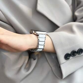 Elegant Ceramic-Look Replacement Watch Band, Fits 38mm-49mm Watches, Compatible With Watch SE Ultra, 11, 10, 9, 8, 7, 6, 5, 4, 3, 2, 1 Series (Excluding Watch)