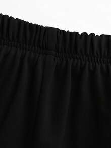 Set de 2 piezas Conjunto de ropa con estampado de letras para niños, de tela cómoda, estilo de fiesta de verano de juegos - Negro - Ver 3