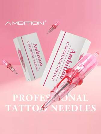 Ambition Tattoo 20 st patronnålar 0,25 mm 0,3 mm 0,35 mm rund linernål lämplig för tatueringsmaskiner