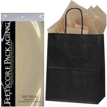 Black Kraft Paper Bags Parchment Tan Wrap Tissue Paper Size: 8 Inch X 4.75 Inch X 10.5 Inch Count: 50 Bags Color: Parchment - Pergamino Tan - Ver 1