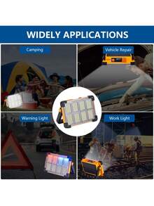 144 LED Super Bright Portable 180° Adjustable LED Floodlight, Solar & USB Rechargeable Battery, Outdoor Sports Hiking Camping Light Accessory, Solar & USB Rechargeable Super Bright Portable LED Floodlight, IP44 Waterproof 4 Modes Indoor Outdoor Lighting Flashlight, Suitable For Outdoor Garden Spotlight - Multicolor - View 10