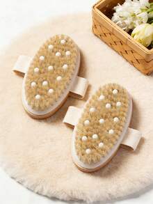 1pc Dry Brushing Body Brush Natural Boar Bristles Exfoliating Body Scrubber Brush Cellulite Bath Brush With Massage Nodules For Dry Skin Improve Circulation Lymphatic Drainage - Multicolor - View 7