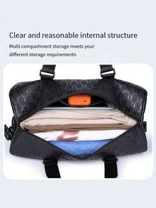 1pc Men's Weekend Travel Bag, Shark Print Design, Large Capacity Messenger Bag, Tote Bag, Handbag, Fashion Casual Sports Bag, Shoulder Bag, Scratch-Resistant, PU Leather, Travel, Camping, Daily Life Vacation Bags For Travel Gym Bag - Multicolor - View 4