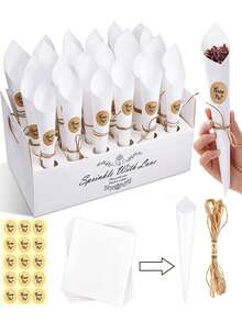 30-Hole Cone-Shaped Tray, White & Kraft Paper Confetti Cone Stand, Ideal For Wedding/Birthday/Holiday Party Petal Decor, Valentine's Day Gift Decoration, Confetti Cone Design, Wedding Reception, Home Decor, Graduation Ceremony, Valentine's Day Gift - Khaki - View 7