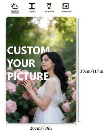 Anpassad hållbar metallaffisch, lämplig för inomhus- och utomhusbruk, anpassad personlig vintage metallskylt - anpassad bild/text/logotyp, lämplig för hem, kontor, bardekor och presenter, hållbar metallväggkonst, 8x12 tum, retro metallplåt