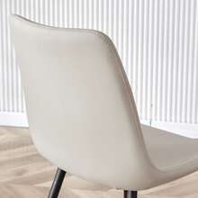 Set Of 4 Faux Leather Dining Chairs: Modern Design With Wide Seat And Backrest And Non-Slip Metal Legs For Home Office - Light Grey - View 10