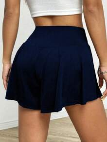 Women's Plus Size Solid Color Knit Shorts, Asymmetrical Design, Short Length, Comfortable Fit, Black, Summer Sports - Aprikot - View 4