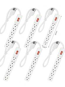 Regleta Eléctrica 6 Contactos 110V 15A Ultra Delgada Cable Corto 1m Material ABS  Diseño Antideslizante para Uso en Hogar Oficina y Exteriores - Tipo de Enchufe B USA (110-127V) - Ver 15