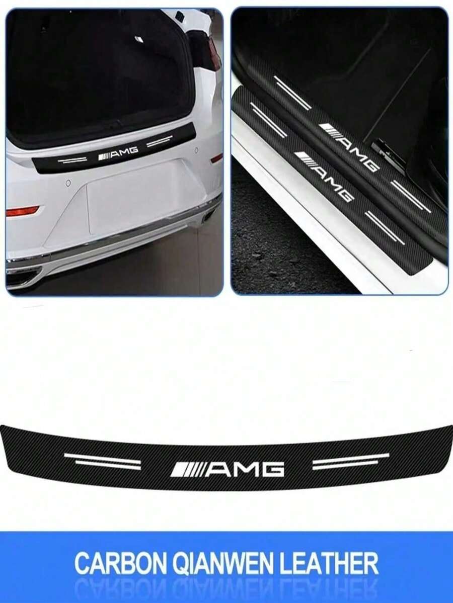 碳纤维徽章汽车后保险杠后备箱保护贴纸适用于梅赛德斯奔驰 AMG CLA C63 C63S E53 GT SLK W176 W205 W177 - 均碼 - 查看 1