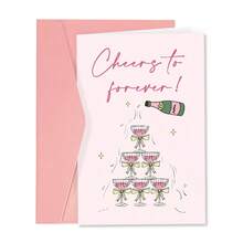 1pc Cheers To Forever Engagement Card For Couple, Wedding Congratulations Card Gift For Her Him, Romantic Cards For Fiance Sister Brother Best Friend - Multicolor - View 10