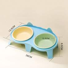 Elevated Ceramic Cat Bowls With PP Stand For Food & Water – Whisker Fatigue Shallow Food Dish, Lead & Cadmium-Free, Raised Height For Cats