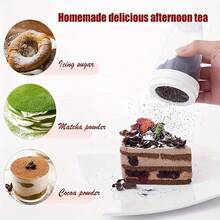 1 pieza Tamizador de harina de plástico, Tamiz de azúcar de malla manual para hornear - Colador de cocina redondo apto para contacto con alimentos como cacao, azúcar glass - Multicolor - Ver 6