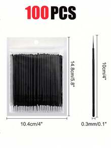 500pcs Disposable Micro Eyelash Brushes, One-Time Use Eyelash Wands For Eyelash Extension, Nail Polish, Lip Makeup, Black - Black - View 12