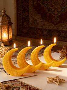 1个可爱3D立体新月手工大豆蜡烛，质地细腻，宗教主题香薰蜡烛，适合节日礼物、复活节、返校季、家居装饰、浪漫礼品等场合。 - 彩色 - 查看 1