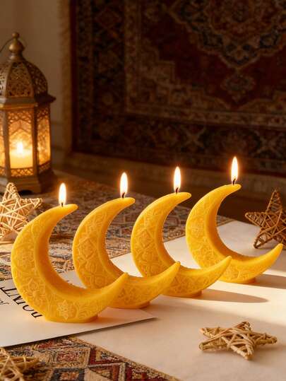 1个可爱3D立体新月手工大豆蜡烛，质地细腻，宗教主题香薰蜡烛，适合节日礼物、复活节、返校季、家居装饰、浪漫礼品等场合。