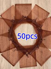 5/20 pièces Lot de sacs en organza de couleur unie, sacs cadeaux pour emballage de bonbons et chocolats, sacs en maille, sacs cadeaux à cordon pour rangement de bagues et boucles d'oreilles - Marron - Voir 10