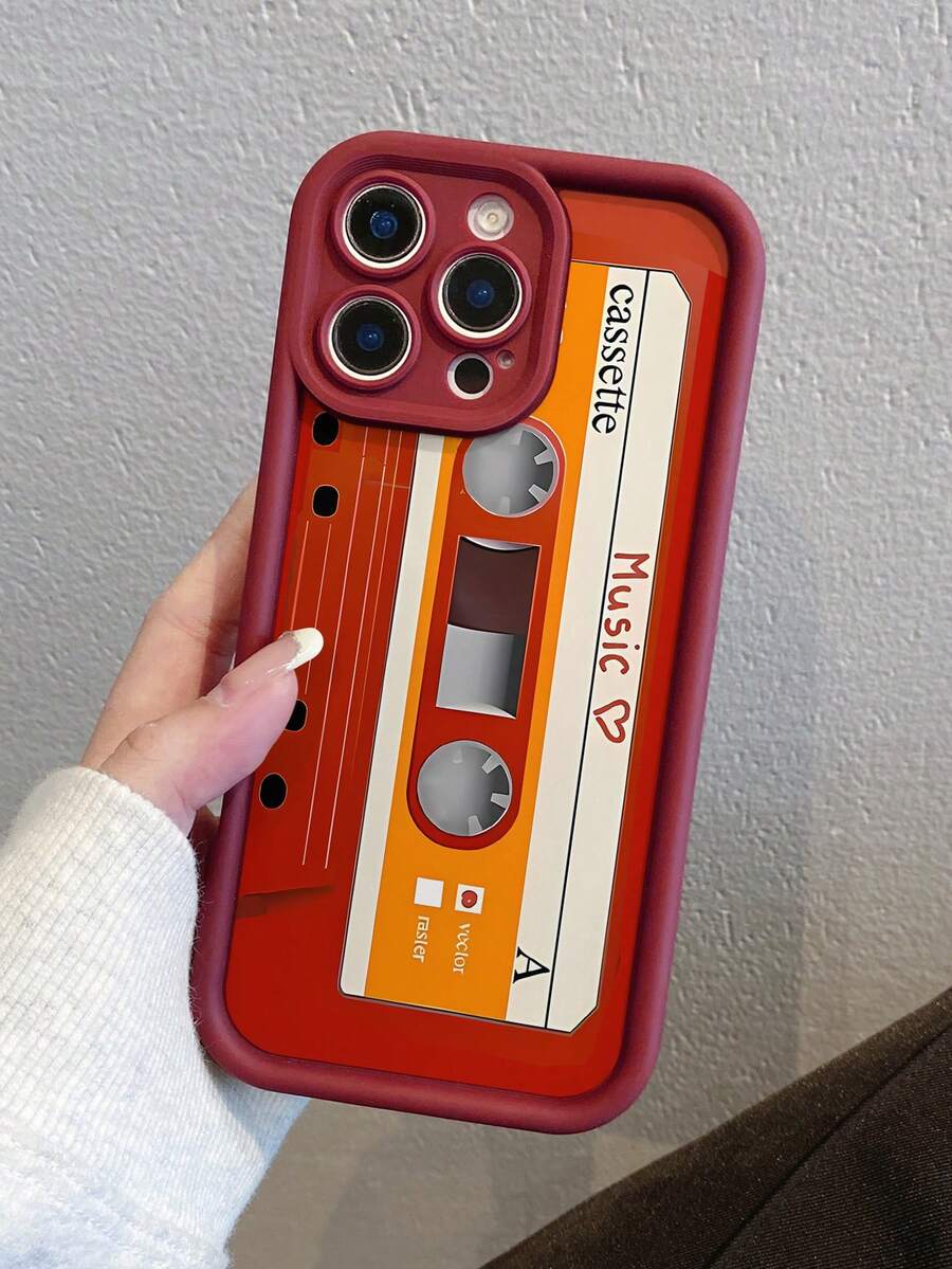 复古软盘设计手机壳，兼容 17、16 Pro Max、新款 15 Pro、14、13、12；卡通款手机壳，兼容 14 Pro Max、15、12、11、1 Pro Max、16 Pro；防震保护套 - 酒紅色 - 查看 1