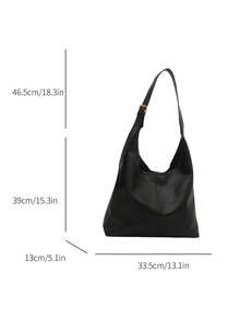 Fashionable Large Capacity Shoulder Tote Bag For Women, Design - Black - View 6