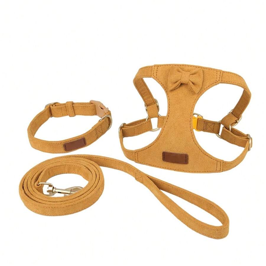 No Pull Dog Harness And Leash Set, Soft Padded Small Dog Harness, Neck Chest Adjustable Vest Puppy Harness With 4.92ft Dog Leash For Small Dogs - 黃色 - 查看 1