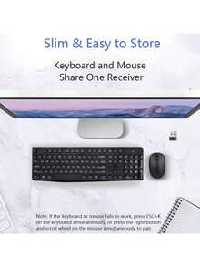 HP CS10 Upgraded Wireless Keyboard And Mouse Combo: Silent Design, Full-Size Keyboard With Numeric Keypad, Suitable For Home Office And Daily Study. Black. - Black - View 6