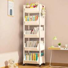 Carrito de almacenamiento con múltiples capas reforzado, estantería de almacenamiento multifuncional, sin electricidad, fácil de mover, conveniente para almacenamiento, estantería móvil con ruedas, 3/5 niveles, adecuado para estanterías de libros en salas de estar, dormitorios/dormitorios, carros de mesita de noche, carros prácticos, regalos de Navidad - 5 capas de blanco - Ver 2