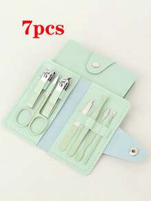 4/7件套美甲套装，旅行美甲工具套装，男女通用指甲钳，专业指甲剪套装 - 彩色 - 查看 2