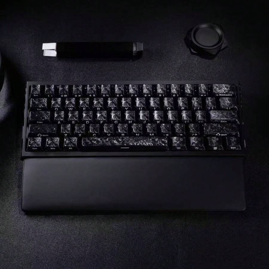 Bộ keycap bàn phím cơ cá nhân hóa màu đen "Obsidian", phù hợp với bàn phím cơ 67/87/104 phím, bàn phím trục từ DIY - màu đen - Xem 1