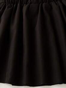 2件套女童休闲蝴蝶印花纽扣领短袖上衣和百褶裙套装，夏季 - 杏色 - 查看 8