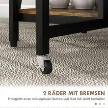 HOMCOM Folding Dining Table With Wheels, 140 X 80 Cm, Seats 2 To 6, 2 Shelves, Rustic Brown, Steel - Coffee Brown - View 6