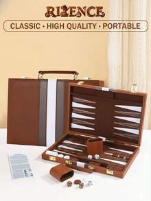 15-Inch Premium Backgammon Set - Includes Deluxe PU Leather Case, Felt-Lined Board, Classic 2-Player Game, Instruction Guide - Great Gift For Men & Women, Ideal For Birthday, Valentine's Day - Multicolor - View 6