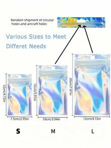 100pcs/30pcs/10pcs/1pc Laser Holographic Resealable OPP Bags, Reusable Packaging, Jewelry Retail Bags, Gift Bags, Christmas - Multicolor - View 8