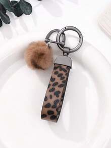 Cute Pompom Charm Keychain With Leopard Wristlet Car Accessories Bag Charm School Goth Y2k - Nhiều màu - Xem 5