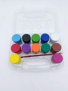 12 Colors X 25ml/0.84oz Art Set, With 1 Paintbrush, Acrylic Paint Set In Box, Suitable For Art Creation, Handmade Coloring, Wall Painting Etc. With Storage Box - 12 Colors - View 7