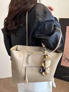 Túi Tote Thời Trang Đa Năng Phong Cách Tối Giản Cho Nữ - Màu Khaki - Xem 6