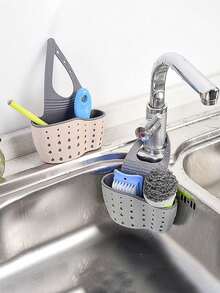 1pc Adjustable Modern Kitchen Sink Organizer - Multifunctional Plastic Hanging Basket With Drainage, Dish Rack, Sponge & Produce Holder, Drying Rack, Sink Drain Rack, Dish Soap Sponge Holder, Kitchen Accessories
