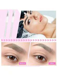 2/4/6/8pcs White Eyebrow Microblading Marker Pen, Skin Marker Pen, Permanent Makeup Tattoo Positioning Tool, Eyebrow Drawing Tool,Halloween Makeup,Tattoo - White - View 3