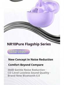 HP NR10 New Bluetooth 6.0 Headphones: Active Noise Cancellation, Long Battery Life, Low Latency, Smart Touch Controls, Wireless In-Ear Gaming Headphones - Milk Tea Color - View 2