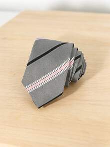 1pc Men's Business Gentleman Striped Necktie, Suitable For Casual, Business, Streetwear, Daily, Business Party And Wedding Accessories