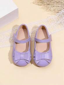 Cute Bowknot Flat Comfortable Baby Shoes For Girls, Autumn/Winter - Purple - View 2