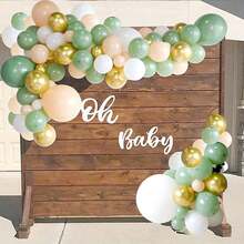 40 piezas Conjunto de globos verde salvia y dorado, globos de látex de 10 pulgadas adecuados para cumpleaños, revelación de género, boda, despedida de soltera, decoración de fiesta de eucalipto - Multicolor - Ver 5