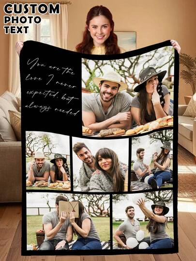 بطانية مخصصة بصورة شخصية، بطانية سرير مخصصة، يمكن طباعة الاسم، جميلة ومريحة، مناسبة كهدية عائلية أو هدية عيد ميلاد أو هدية عيد الميلاد أو هدية شخصية، هدية لابن/ابنة أو صديق