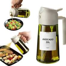 2-In-1 Spraying & Pouring Glass Oil Bottle With Spray Nozzle, Olive Oil Sprayer