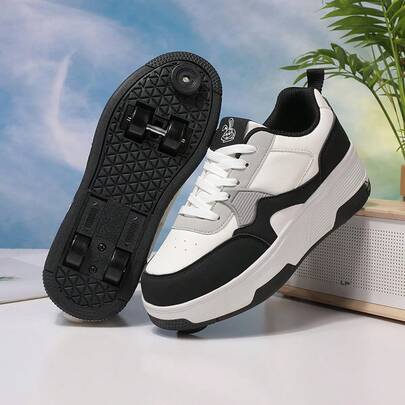 Giày trượt có bánh xe dành cho người lớn, có thể đi bộ và trượt, giày thể thao unisex dành cho học sinh, giày trượt patin tiện dụng để đi lại.