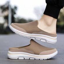 Comfy Breathable Orthopedic Sandals, Men's Slip - on Mules Half Sneakers, Mesh Breathable Half Slip In Sneakers Dark Gray, 10 - inicial - Ver 4