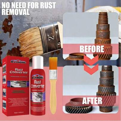 Rostumwandler mit Pinsel Rostkonverter & Grundierung  für Auto, Stahl & Eisen  kein Abwaschen überlackierbar nach 10 min