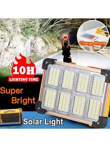 144 LED Super Bright Portable 180° Adjustable LED Floodlight, Solar & USB Rechargeable Battery, Outdoor Sports Hiking Camping Light Accessory, Solar & USB Rechargeable Super Bright Portable LED Floodlight, IP44 Waterproof 4 Modes Indoor Outdoor Lighting Flashlight, Suitable For Outdoor Garden Spotlight - Multicolor - View 11