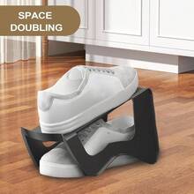 Shoe Space Saver, Stackable Double - Layer Organizer, Non - Slip Storage Holder Entryway, Door, Garage, Dorm, Wall, Bed, Closet, Compact Footwear Arrangement Solution - atributo único - Ver 9