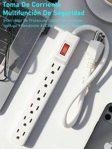 Regleta Eléctrica 6 Contactos 110V 15A Ultra Delgada Cable Corto 1m Material ABS  Diseño Antideslizante para Uso en Hogar Oficina y Exteriores - Tipo de Enchufe B USA (110-127V) - Ver 12